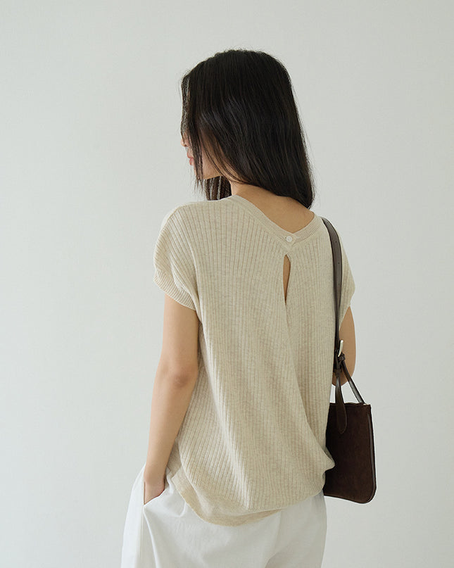Hollow Cross-Back Sleeveless Knit Tank
