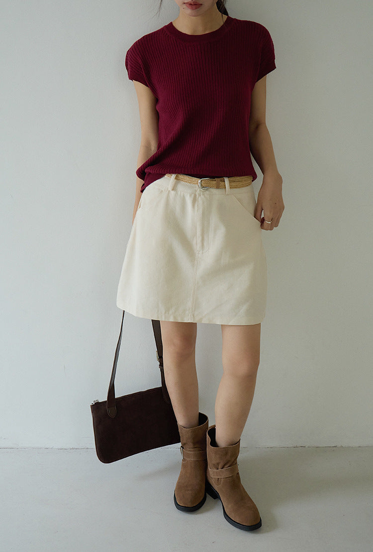 Hollow Cross-Back Sleeveless Knit Tank