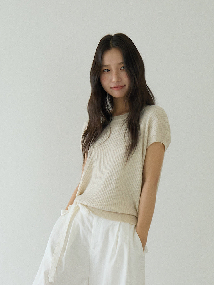 Hollow Cross-Back Sleeveless Knit Tank