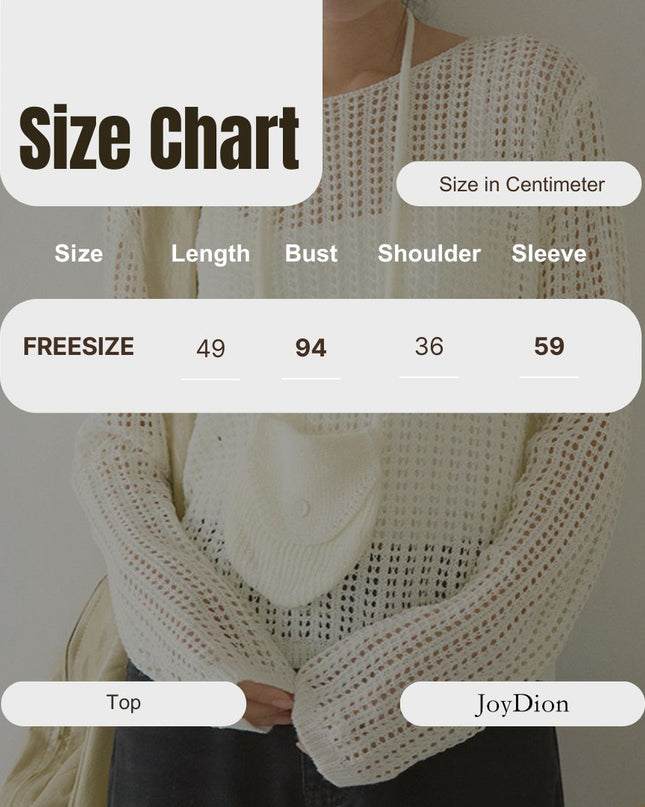 Airy Open-Knit Long-Sleeve Pullover with Knit Mini Pouch (no singlet)