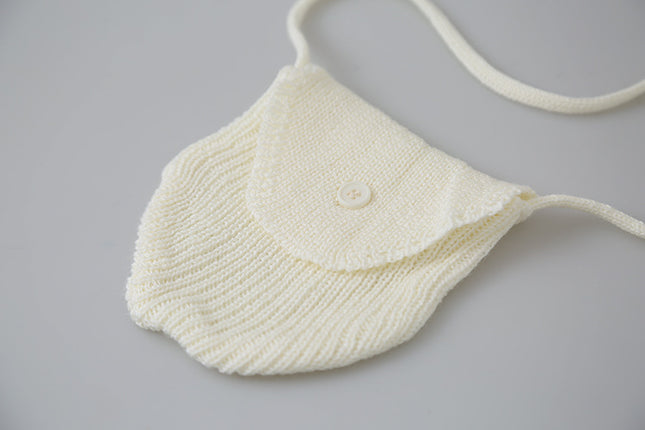 Airy Open-Knit Long-Sleeve Pullover with Knit Mini Pouch (no singlet)