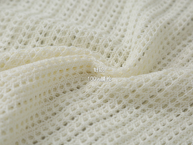Airy Open-Knit Long-Sleeve Pullover with Knit Mini Pouch (no singlet)