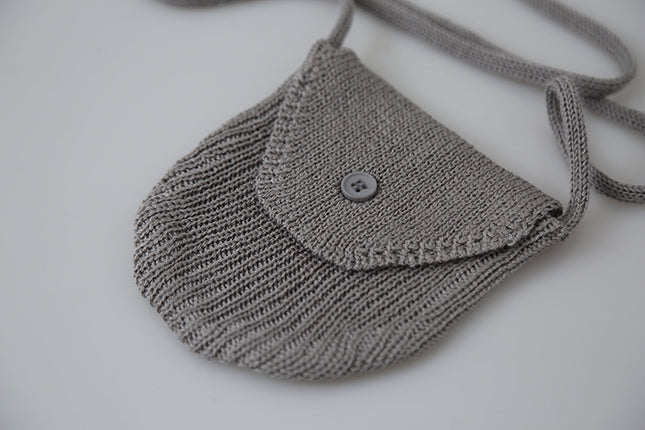 Airy Open-Knit Long-Sleeve Pullover with Knit Mini Pouch (no singlet)