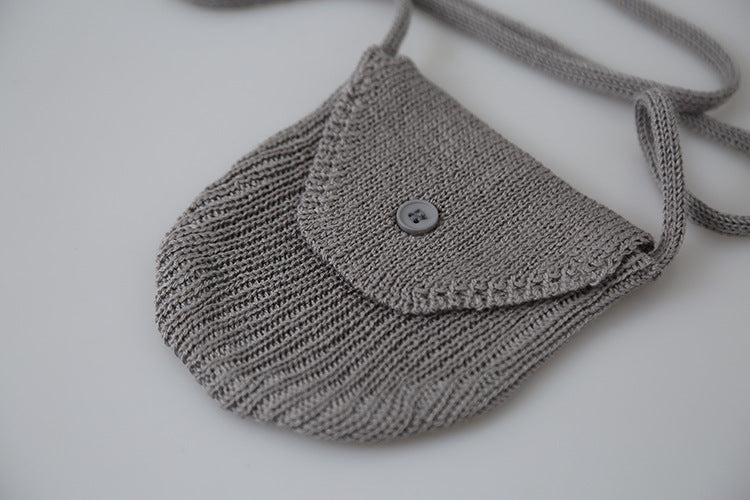 Airy Open-Knit Long-Sleeve Pullover with Knit Mini Pouch (no singlet)