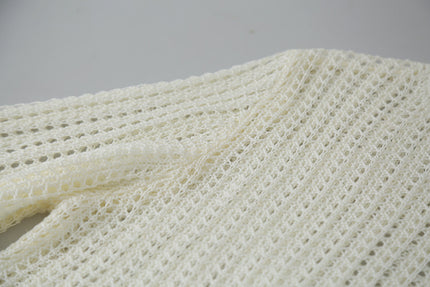 Airy Open-Knit Long-Sleeve Pullover with Knit Mini Pouch (no singlet)