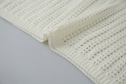 Airy Open-Knit Long-Sleeve Pullover with Knit Mini Pouch (no singlet)