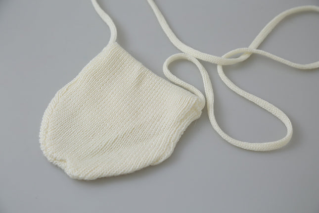 Airy Open-Knit Long-Sleeve Pullover with Knit Mini Pouch (no singlet)