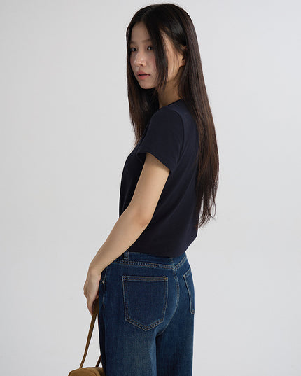 Deer Print Regular-Shoulder Slimming Short-Sleeve Tee
