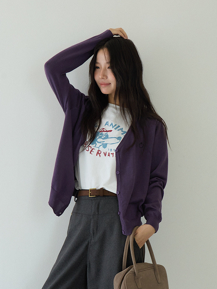 Elegant V-Neck Lightweight Cardigan