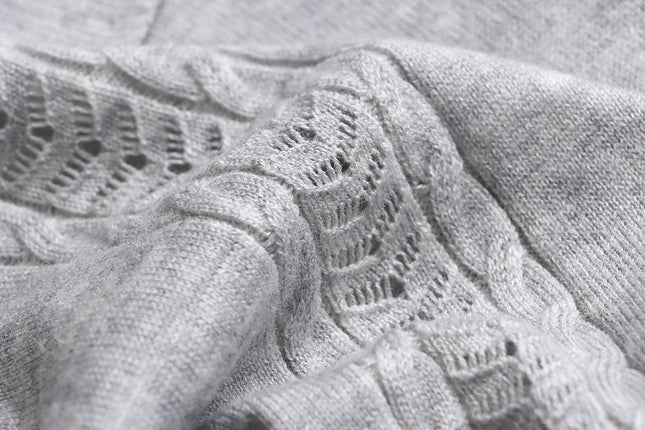 Korean Polo-Collar Cable-Texture Knit Short-Sleeve Top