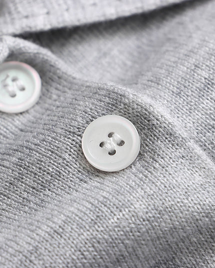 Korean Polo-Collar Cable-Texture Knit Short-Sleeve Top