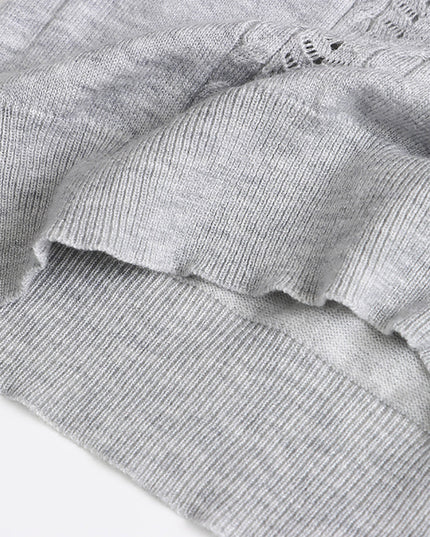 Korean Polo-Collar Cable-Texture Knit Short-Sleeve Top