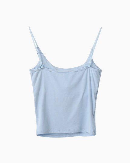 Slim-Fit Low-Neck Padded Spaghetti Strap Tank Top