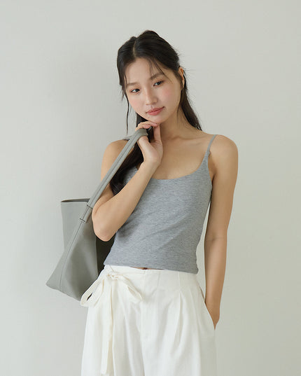 Slim-Fit Low-Neck Padded Spaghetti Strap Tank Top