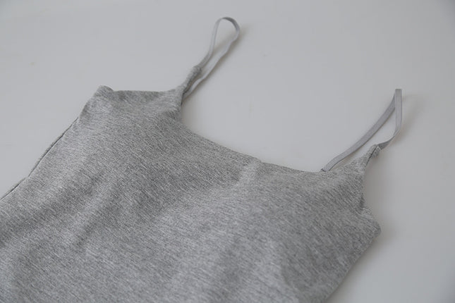 Slim-Fit Low-Neck Padded Spaghetti Strap Tank Top