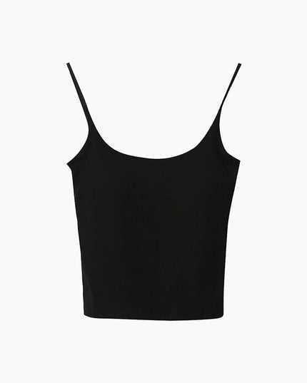 Slim-Fit Low-Neck Padded Spaghetti Strap Tank Top