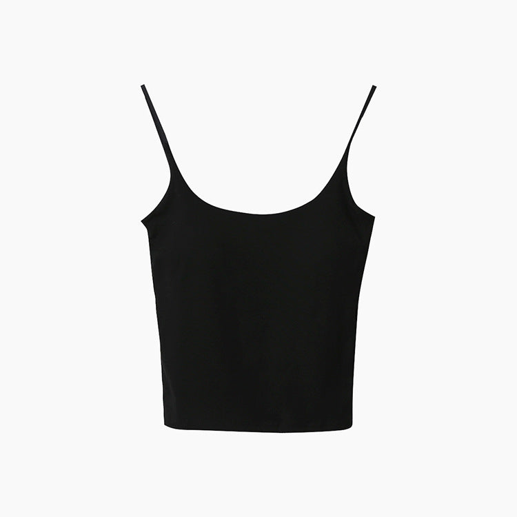 Slim-Fit Low-Neck Padded Spaghetti Strap Tank Top
