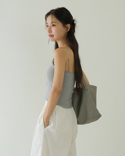 Slim-Fit Low-Neck Padded Spaghetti Strap Tank Top