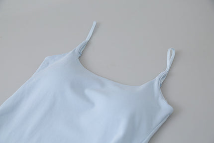 Slim-Fit Low-Neck Padded Spaghetti Strap Tank Top
