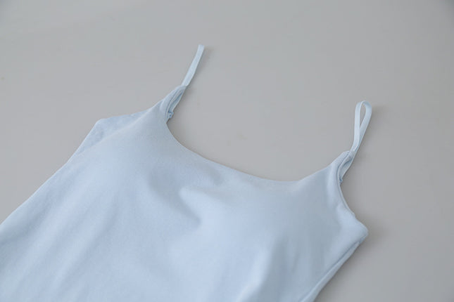 Slim-Fit Low-Neck Padded Spaghetti Strap Tank Top
