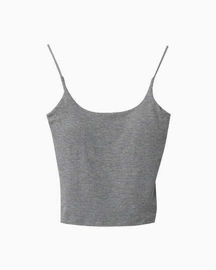 Slim-Fit Low-Neck Padded Spaghetti Strap Tank Top
