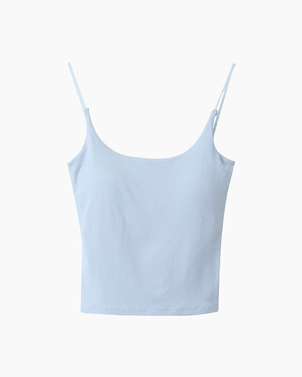 Slim-Fit Low-Neck Padded Spaghetti Strap Tank Top