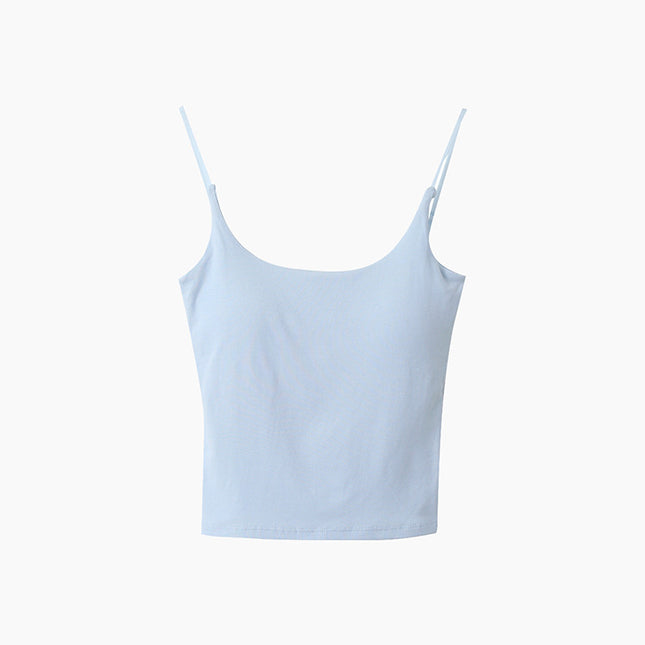 Slim-Fit Low-Neck Padded Spaghetti Strap Tank Top