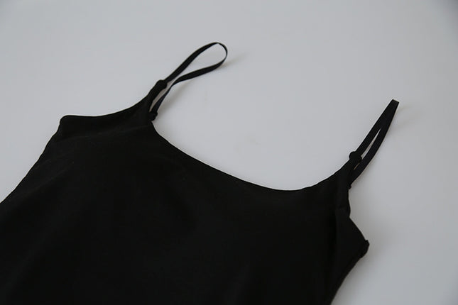 Slim-Fit Low-Neck Padded Spaghetti Strap Tank Top