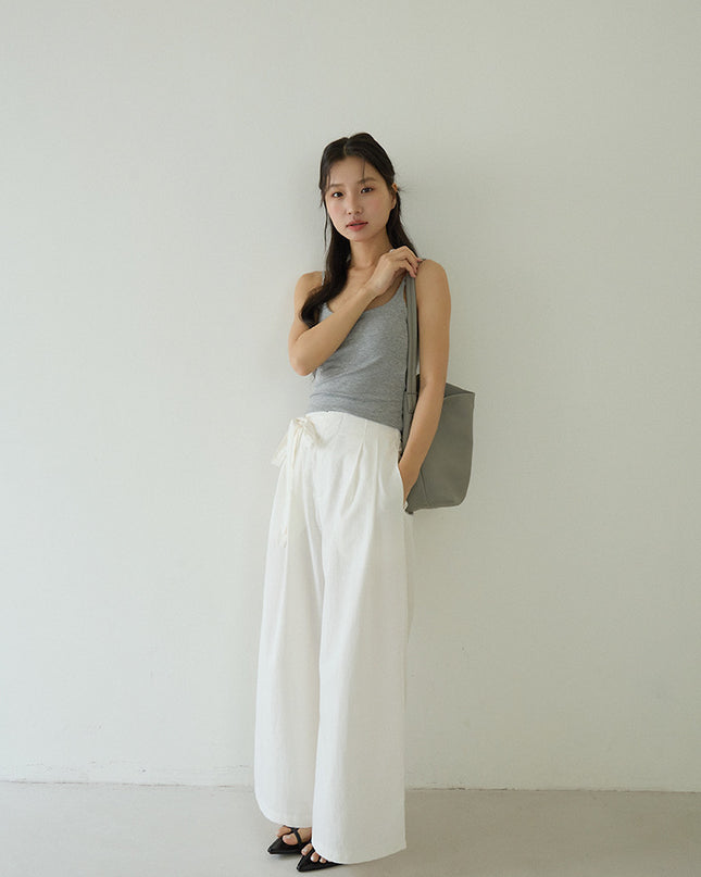 Slim-Fit Low-Neck Padded Spaghetti Strap Tank Top
