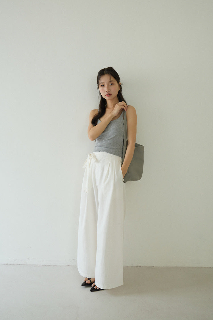 Slim-Fit Low-Neck Padded Spaghetti Strap Tank Top