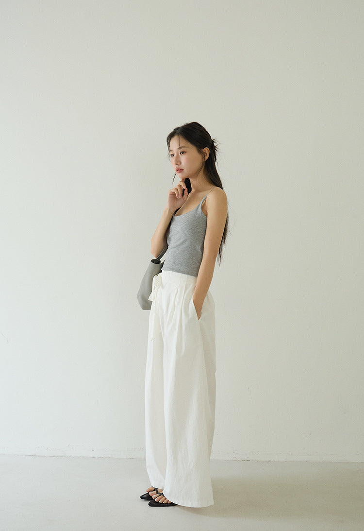Slim-Fit Low-Neck Padded Spaghetti Strap Tank Top