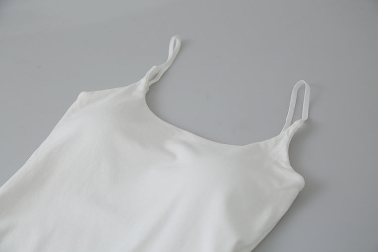 Slim-Fit Low-Neck Padded Spaghetti Strap Tank Top