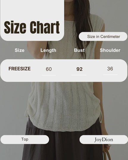 Drawstring Waist Sleeveless Knit Top