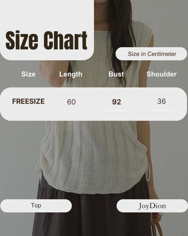 Drawstring Waist Sleeveless Knit Top