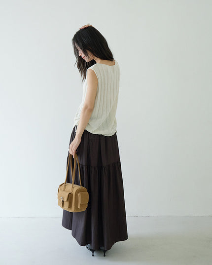 Drawstring Waist Sleeveless Knit Top