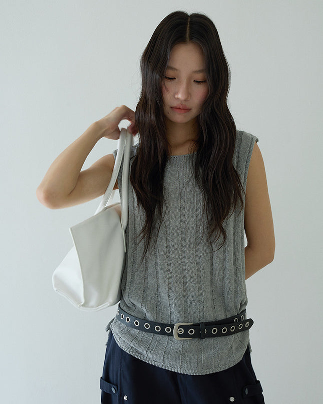 Drawstring Waist Sleeveless Knit Top