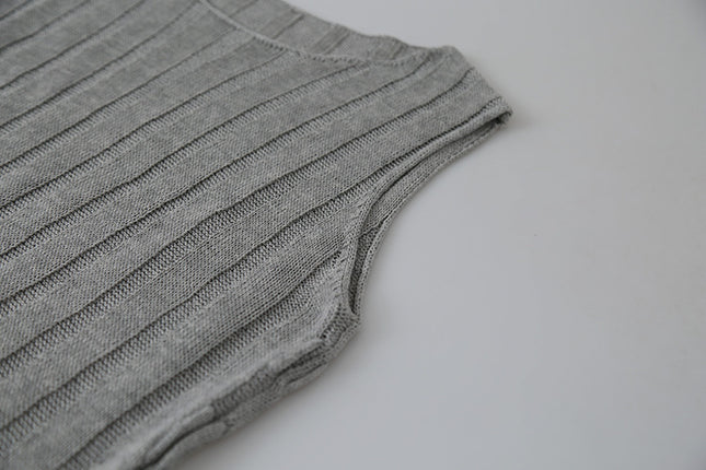 Drawstring Waist Sleeveless Knit Top