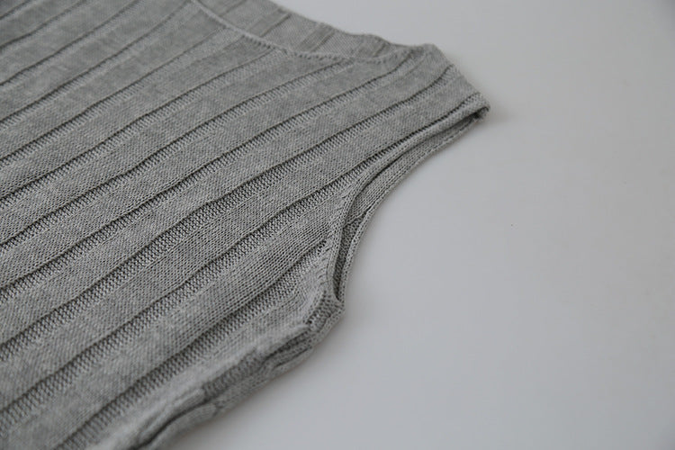 Drawstring Waist Sleeveless Knit Top