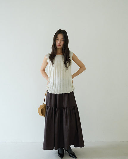 Drawstring Waist Sleeveless Knit Top