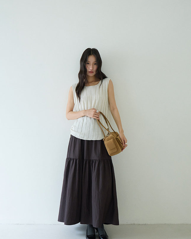 Drawstring Waist Sleeveless Knit Top