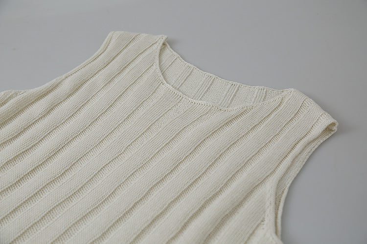 Drawstring Waist Sleeveless Knit Top