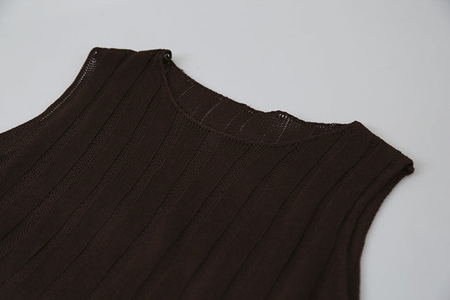Drawstring Waist Sleeveless Knit Top