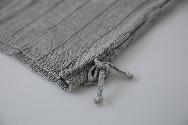 Drawstring Waist Sleeveless Knit Top