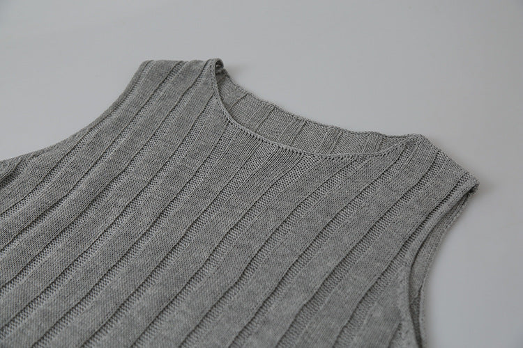 Drawstring Waist Sleeveless Knit Top