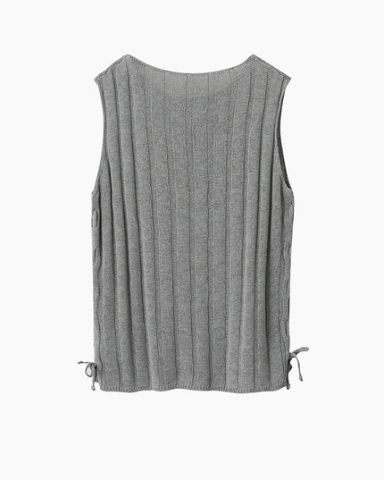 Drawstring Waist Sleeveless Knit Top