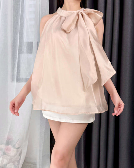 Chiffon Bow-Tied Elegance Halter Top