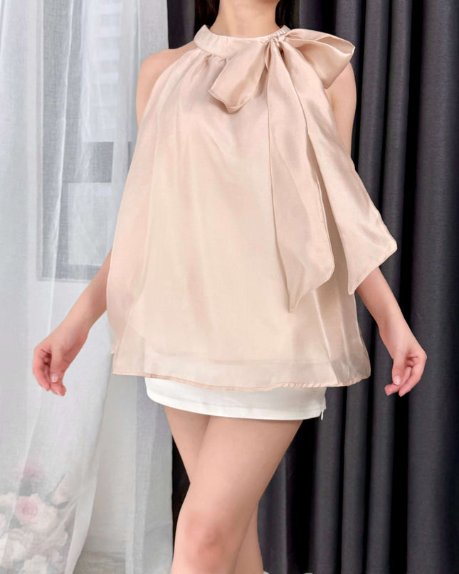 Chiffon Bow-Tied Elegance Halter Top