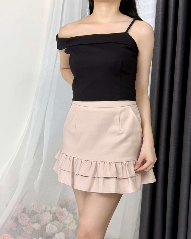 Asymmetric Off-Shoulder Contour Top