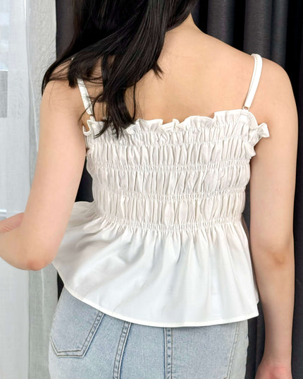 WGWE Pure Desire Pleated Ruffle Sleeveless Crop Top