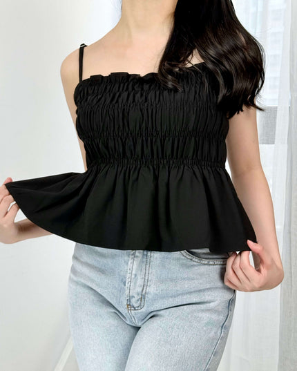 WGWE Pure Desire Pleated Ruffle Sleeveless Crop Top